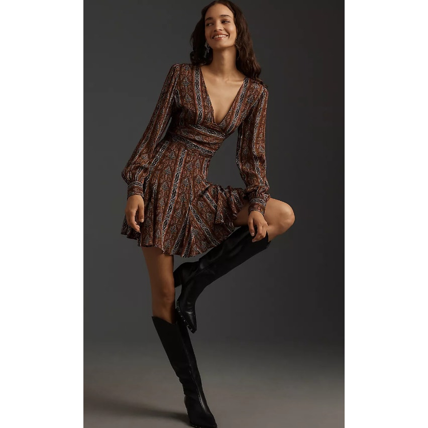 Nwt Paige Bucatini Brown Mini Dress - Size 2